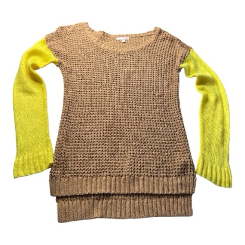 Gianni Bini Brown and Yellow Crew Neck Sweater